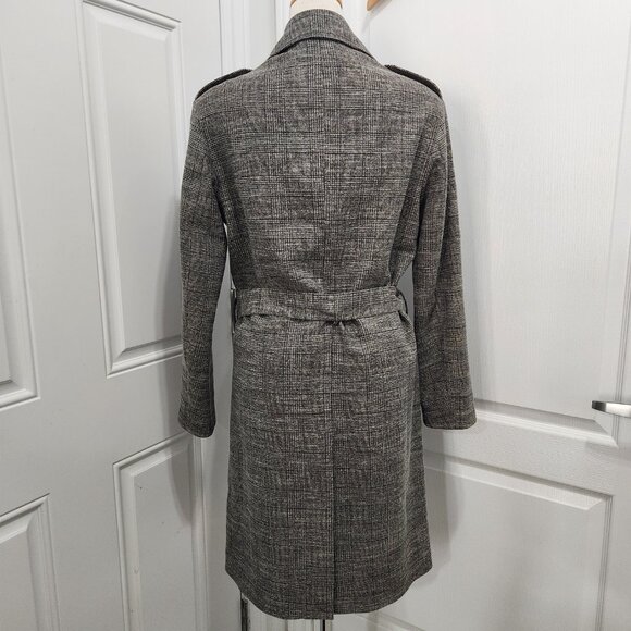 Allsaints Check Print Single Button Tie Waist Trench Coat - Picture 4 of 15